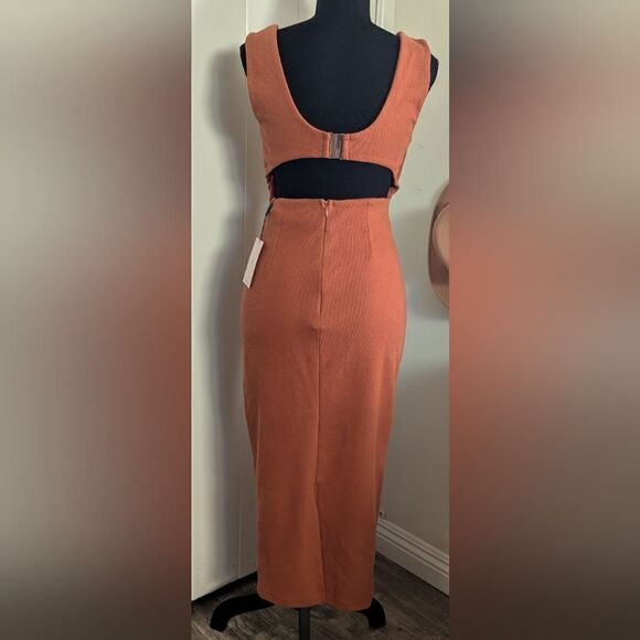 Hello Molly 6 Brown Midi Dress NWT Bodycon Coquette Girl Coastal Cowgirl Chic - Picture 8 of 11